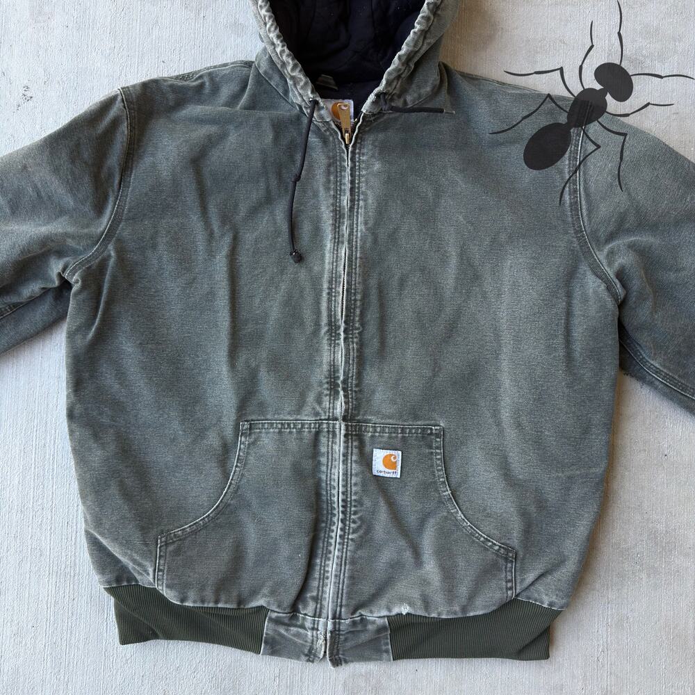 Carhartt WOMENS WJ130 MOS green hooded work wear jacket - Picture 3 of 8